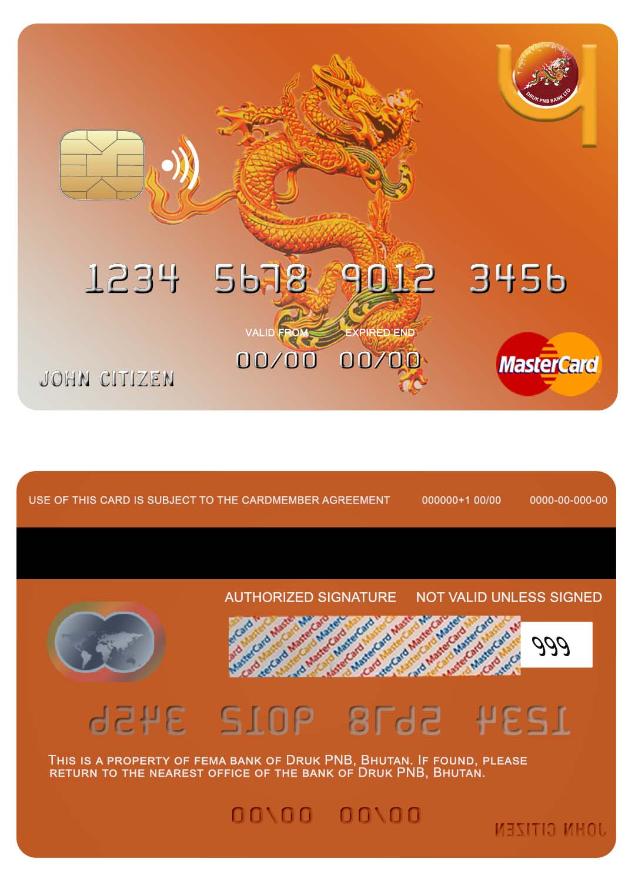 Bhutan Druk PNB bank mastercard